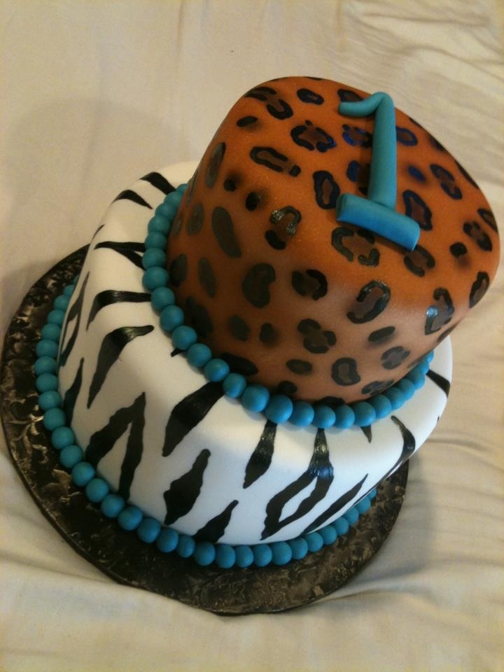Leopard/Zebra 1st birthday cake