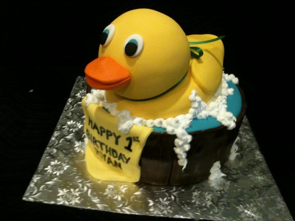 Rubber duck 1st birthday cake